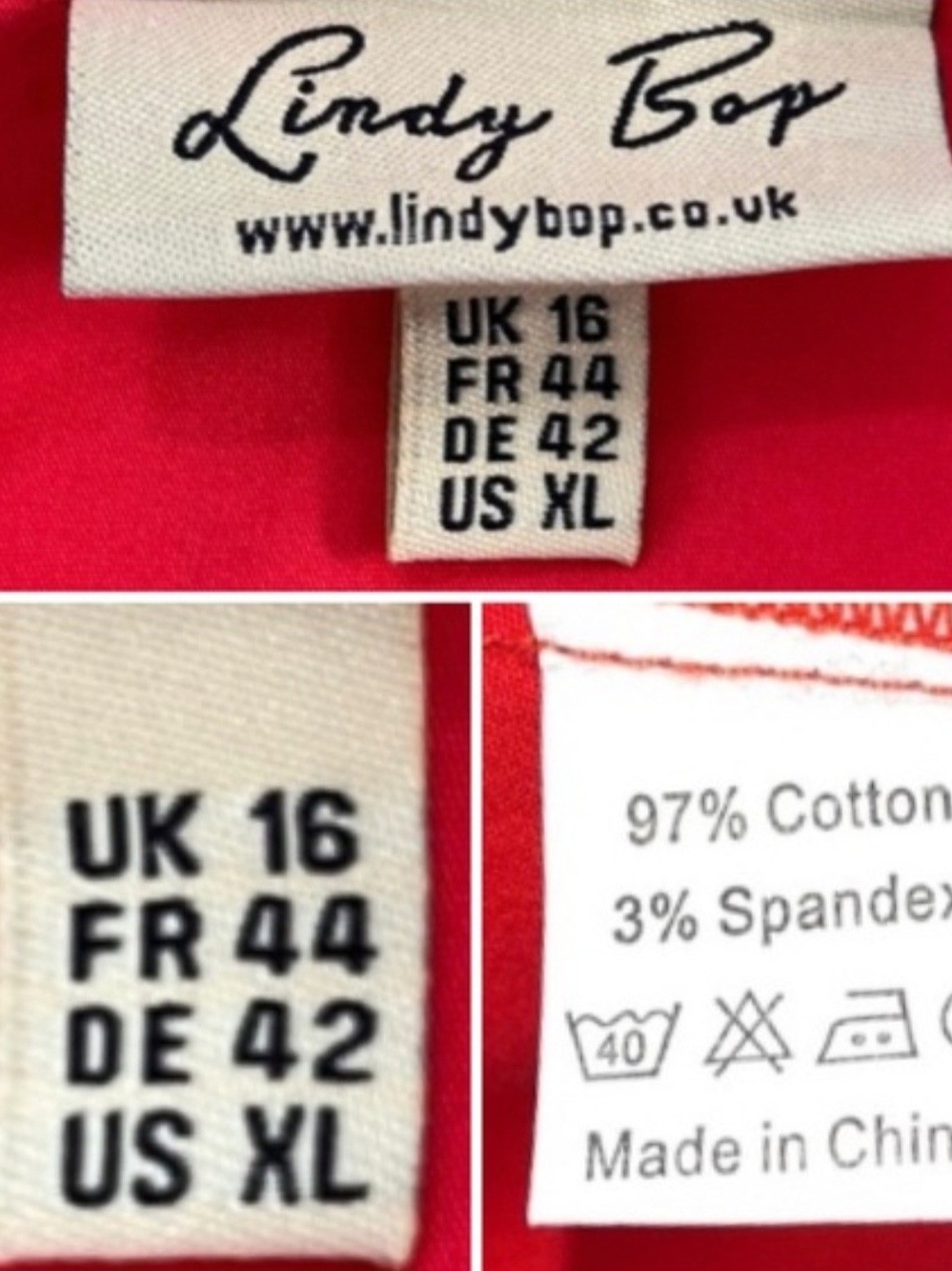 Lindy Bop Bright Red Cotton Blend Dress - Picture 2 of 7